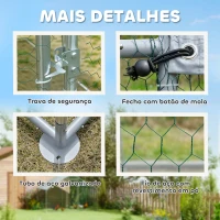PawHut Galinheiro para Exterior 3x1,7x1,9 cm Galinheiro de Aço Galvanizado com Cobertura Anti UV para 5-8 Galinhas Prata(m-6)
