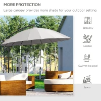 Outsunny 3(m) Cantilever Umbrella 18 Ribs & Vents Adjustable Angle for Patio Light Grey(m-7)