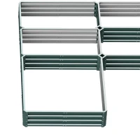 Outsunny Jardinière carré potager de jardin en acier modulable ensemble de 5 jardinières pour légumes, plantes, fleurs, vert(m-9)