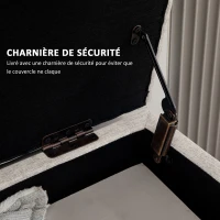 HOMCOM Banc coffre rangement rembourré aspect lin pour chambre à coucher, entrée, salon, charge 220 Kg, 110 x 39 x 45 cm, beige(m-7)