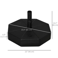 Outsunny Octagonal Garden Parasol Base Holder Outdoor Market Umbrella Stand Weights, Up to 28kg Water Filled or 40kg Sand Filled, Black(m-3)