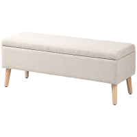 HOMCOM Banc coffre rangement rembourré aspect lin pour chambre à coucher, entrée, salon, charge 220 Kg, 110 x 39 x 45 cm, beige