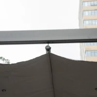 Outsunny Pérgola de Jardim 300x300x223 cm com Toldo de Poliéster Retrátil e Estrutura de Alumínio para Exterior Pátio Cinzento(m-8)