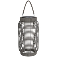 Outsunny Lampadaire d'extérieur solaire en résine tressée luminaire LED de jardin en acier marche/arrêt automatique gris