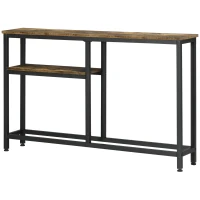 HOMCOM Table console table d'entrée bout de canapé style industriel avec étagère inférieure - métal 20 x 23 x 75 cm(m-10)
