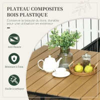 Outsunny Salon de jardin ensemble 5 pièces avec 1 table et 4 fauteuils 8 coussins table en composite plateau aspect bois naturel(m-6)