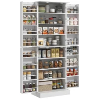 HOMCOM Armoire de cuisine buffet cuisine avec placards, étagère réglable et porte-épices, 60 x 35 x 166 cm, blanc(m-10)