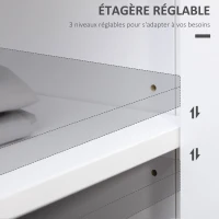 HOMCOM Commode meuble de rangement 2 portes avec étagère réglable en hauteur 2 tiroirs 100 x 40 x 85 cm blanc et aspect bois(m-5)