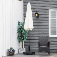 Outsunny 20kg Garden Parasol Base with Wheels Heavy Duty Sand or Water Filled Patio Umbrella Base for Outdoor Deck Beach Black(m-11)