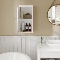 HOMCOM Dubbellaagse Badkamerkast, Wandgemonteerde Badmeubel, Spaanplaat, MDF, Wit(m-6)