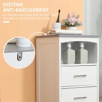 kleankin Meuble de salle de bain sur pied meuble de rangement avec 3 tiroirs et 1 niche 40 x 33 x 80 cm blanc(m-6)