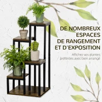 Outsunny Support pour plantes étagère à fleurs 4 étagères différentes hauteurs structure acier 40 x 40 x 81 cm noir(m-4)