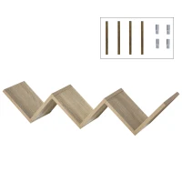 HOMCOM Etagères murale flottante - design contemporain en V - kit fixation inclus - panneaux particules chêne clair(m-5)