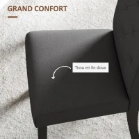 HOMCOM Lot de 2 chaises de Salle à Manger Chaise de cuicine Grand Confort Pieds en Bois Lin 47 x 61 x 101 cm gris foncé(m-6)