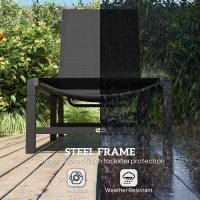 Outsunny Folding Sun Lounger Set of 2, 5-Position Adjustable Reclining Garden Loungers, Garden Chaise Lounge Sunbed Recliner Chairs with Steel Frame for Beach, Porch, Patio, Camping, Black(m-7)