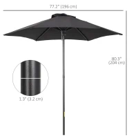 Outsunny 2m Garden Parasol Umbrella, Outdoor Sun Shade with 6 Sturdy Ribs for Balcony, Bench, Garden, Black(m-3)