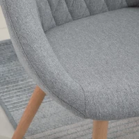 HOMCOM Lot de 2 Chaises de Salle à Manger Design scandinave - Pieds effilés Bois hêtre - Assise Dossier accoudoirs ergonomiques Lin Gris(m-7)