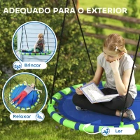 AIYAPLAY Baloiço para Crianças Redondo Baloiço de Jardim Infantil Ajustável Impermeável Carga 150kg Ø100x180 cm Preto e Azul(m-6)