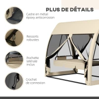 Outsunny Balancelle de jardin convertible 3 places balancelle d'extérieur avec auvent et coussins 240 x 140 x 197 cm beige(m-7)