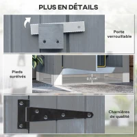 Outsunny Armoire de jardin en bois Abri de jardin Armoire à outils Cabane en bois Toit bitumé Gris 77,5 x 54,2 x 179,5 cm(m-6)