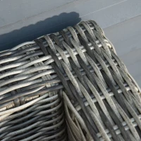 Outsunny Five Piece Rattan Armchair, Stool and Table Set - Mixed Grey(m-10)