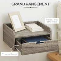 HOMCOM Lot de 2 tables de chevet murales tables de nuit suspendues tiroir plateau aspect bois dim. 40L x 30l x 19,5H cm- gris(m-6)