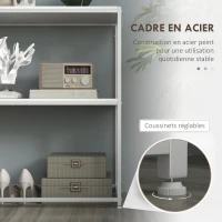 HOMCOM Table console en acier 2 étagères design moderne pour salon entrée couloir 100 x 30 x 87 cm blanc(m-5)
