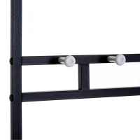 HOMCOM Móvel Cabide de Entrada com Assento Acolchoado e Sapateira Armário de Entrada com Cabides 72,5x35x180cm Preto(m-7)