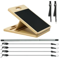 SPORTNOW Barra de Pilates com 6 Faixas Elásticas Tábua Inclinada Ajustável para Treino de Corpo Inteiro em Casa 90x33x3 cm Cinza(m-11)