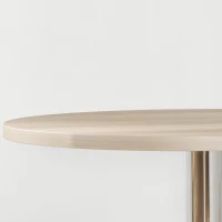 HOMCOM Table de bar ronde table haute cuisine réglable en hauteur 69-91 cm plateau pivotante à 360° naturel et gris(m-10)