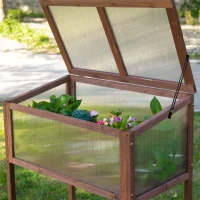 Outsunny Mini Serre sur Pieds dim. 90L x 50l x 93H cm Toit ouvrable Panneaux de Polycarbonate Bois Sapin traité(m-8)