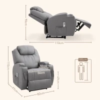 HOMCOM Fauteuil de Massage Inclinable, Chaise de Relaxation avec dossier et repose-pied électrique réglables revêtement synthétique pour Salon, Chambre, Cinéma Maison Gris(m-3)