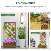 Outsunny Jardinière avec Treillis - bac à Fleurs - jardinière sur Pied - dim. 60L x 30l x 122H cm Bois Sapin pré-huilé(m-4)