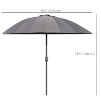 Outsunny 2.5m Shanghai Garden Parasol Umbrella with Crank & Tilt, Adjustable Outdoor Sun Shade, Grey(m-3)