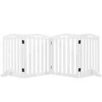 PawHut Barreira de Segurança para Cães Pequenos e Médios 207,5x30x61 cm Dobrável com Pés Amovíveis para Escada Corredor Branco(m-10)