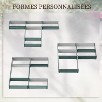 Outsunny Jardinière carré potager de jardin en acier modulable ensemble de 5 jardinières pour légumes, plantes, fleurs, vert(m-4)