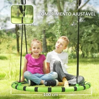 AIYAPLAY Baloiço para Crianças Redondo Baloiço de Jardim Infantil Ajustável Impermeável Carga 150kg Ø100x180 cm Preto e Verde(m-7)