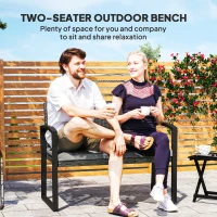 Outsunny Two-Seater Rattan Garden Bench - Grey/Black(m-4)