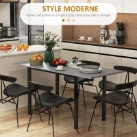 HOMCOM Table à manger extensible table de cuisine design moderne avec grand plateau 6 personnes cadre en acier gris foncé(m-4)