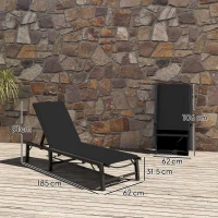 Outsunny Folding Sun Lounger Set of 2, 5-Position Adjustable Reclining Garden Loungers, Garden Chaise Lounge Sunbed Recliner Chairs with Steel Frame for Beach, Porch, Patio, Camping, Black(m-3)