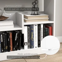HOMCOM Bibliothèque étagère Meuble de Rangement dim. 90L x 24l x 91H cm 4 Niveaux 3 Panneaux arrières Panneaux de Particules Blanc(m-6)
