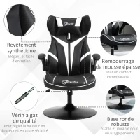 Vinsetto Fauteuil gamer chaise de jeu gaming pivotante ergonomique hauteur réglable accoudoirs revelables coussin têtière inclus(m-7)