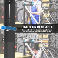 HOMCOM Support de réparation de vélo, réglable en hauteur, charge max. 25kg, montage entretien reparation VTT, vélo de route(m-4)