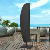 Outsunny Capa Protetora de Chapéu de Sol Ø56x220 cm Capa para Chapéu de Sol Resistente para Jardim com Fecho de Correr Preto(m-7)