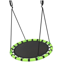 AIYAPLAY Baloiço para Crianças Redondo Baloiço de Jardim Infantil Ajustável Impermeável Carga 150kg Ø100x180 cm Preto e Verde