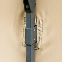 Outsunny 3m Cantilever Parasol w/ Solar Lights Power Bank Base 360° Spin Khaki(m-12)