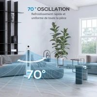 HOMCOM Ventilateur colonne 55W 3 vitesses, télécommande, minuterie 24h, oscillant, mode veille, blanc(m-6)