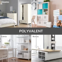 HOMCOM Bibliothèque Design Industriel - Meuble de Rangement 3 niches 3 casiers - Aspect Bois avec Portes en métal Noir(m-5)