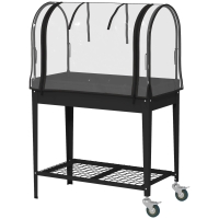 Outsunny Jardinière surélevée avec bâche transparente, 2 roulettes et 1 étagère inférieure, dim. 80L x 40l x 120H cm