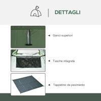 Outsunny Tenda Doccia da Campeggio e Spiaggia con Porta a Cerniera e Borsa di Trasporto, 126x124x189 cm, Verde Scuro(m-6)